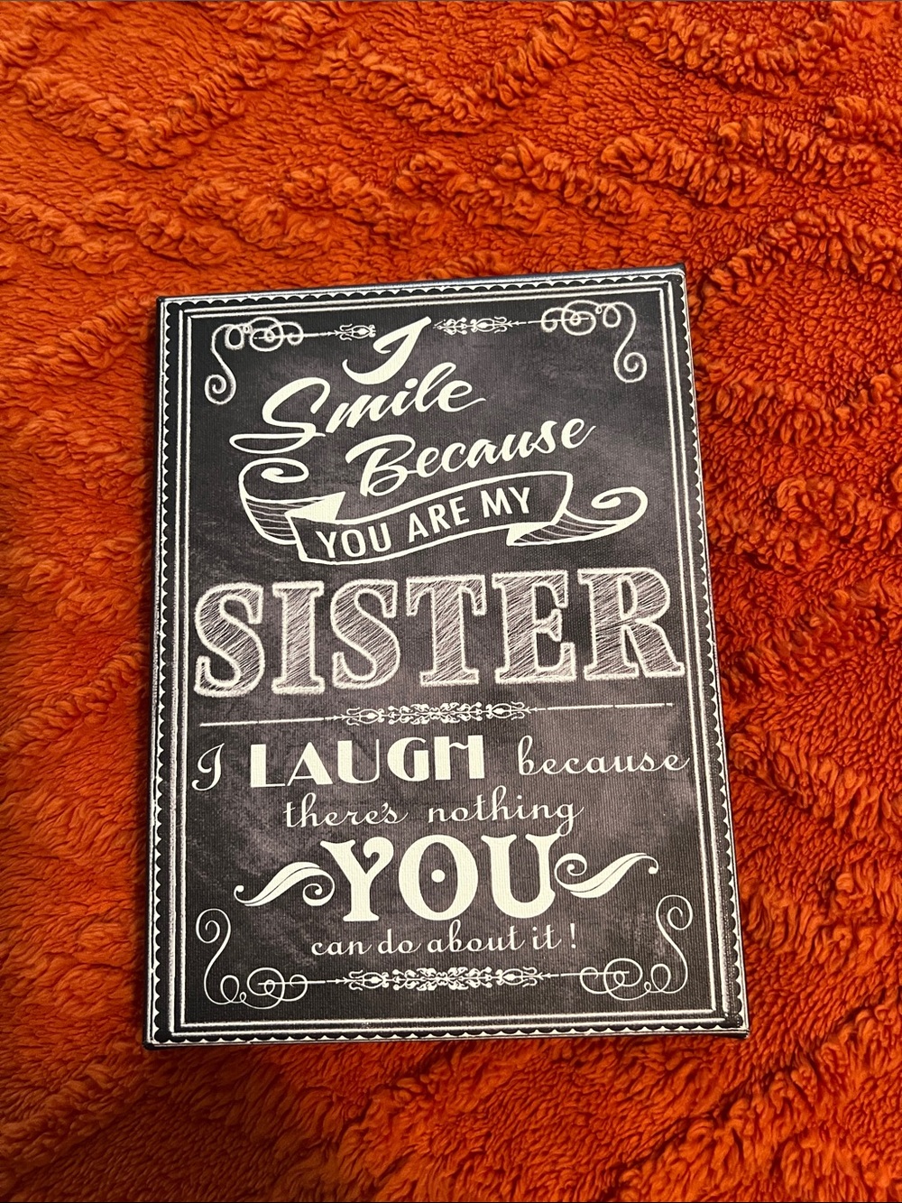 Chalkboard-Style 'Sister' Wall Plaque – Black. On canvas